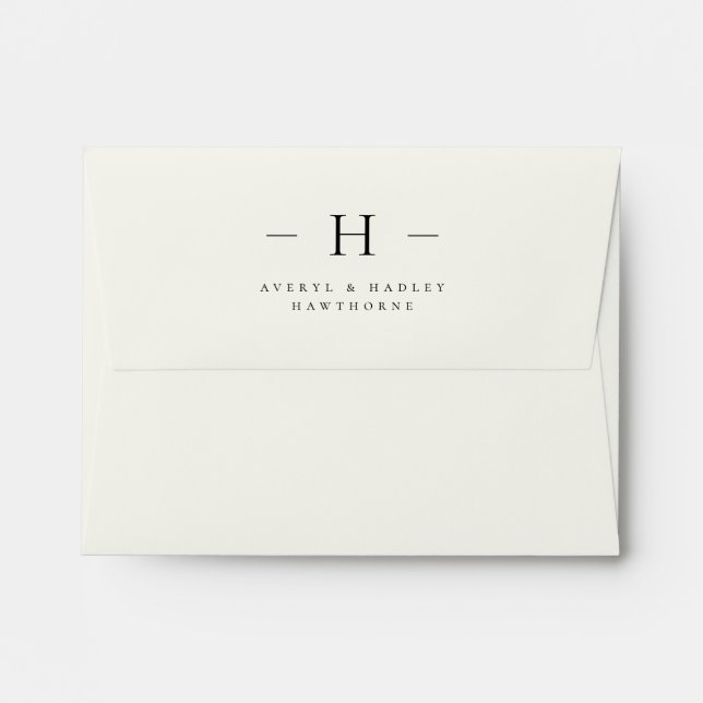 Enveloppe Papeterie simple moderne à monogramme initiale pou (Dos (Haut rabat))