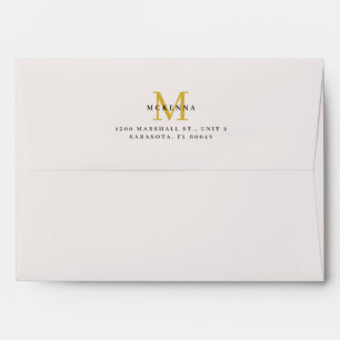 Enveloppe Papier à en-tête écru et or avec adresse de retour