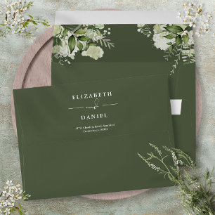 Enveloppe Papier à en-tête floral élégant vert olive