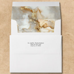 Enveloppe Papier à en-tête personnalisé gris or Marbre 