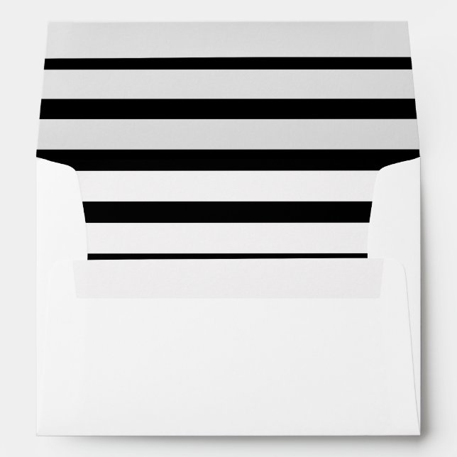 Enveloppe Papier à en-tête rayé noir et blanc simple (Dos (Bas))