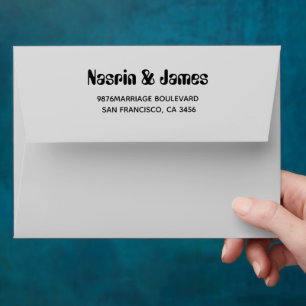 Enveloppe Papier à lettre de retour de mariage gris émeraude