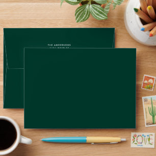 Enveloppe Papier à lettre minimal émeraude moderne avec adre