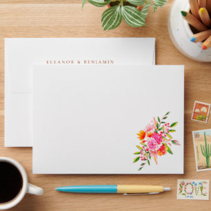 Enveloppe Papier à lettre personnalisé pour mariage floral o