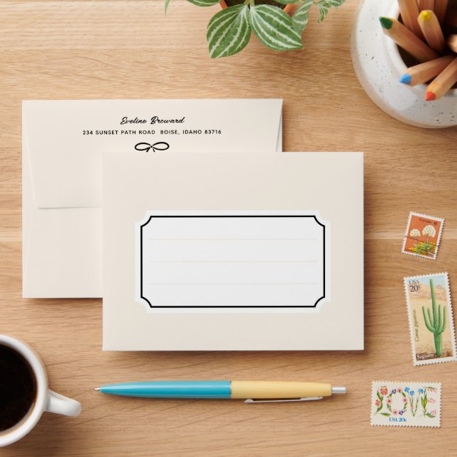 Enveloppe Papier à lettres Black and Cream Simple Bows (Desk)