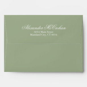 Enveloppe Papier à lettres vert sauge solide succulent avec