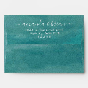 Enveloppe Papier Aquarelle turquoise Courrier à la mode Scri