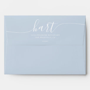 Enveloppe Papier Bleu de Campagne avec Adresse de Retour en