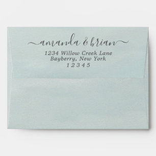 Enveloppe Papier couleur aquarelle bleu foncé Lettrage de sc