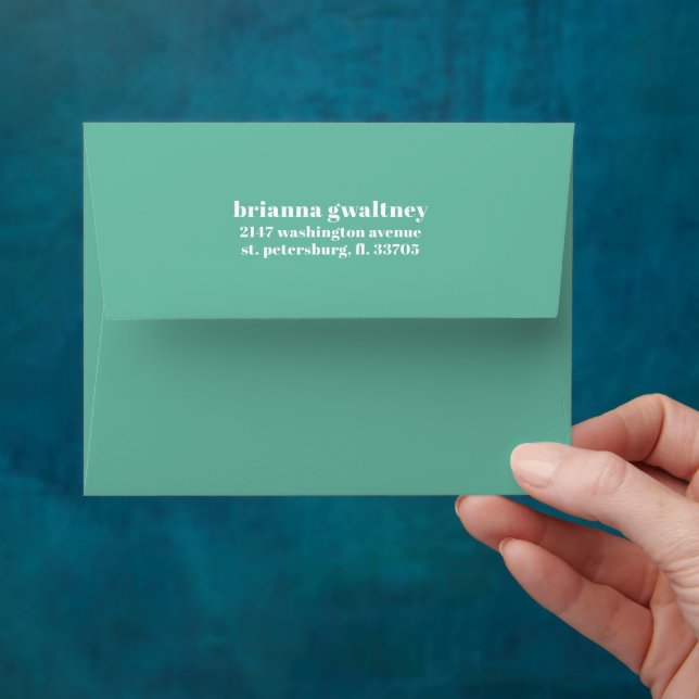 Enveloppe Papier de Retour Floral Rétro Turquoise (Hand)