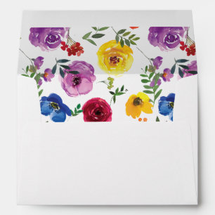 Enveloppe Papier fleur aquarelle vif et audacieux Adresse de