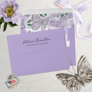 Enveloppe Papier floral aquarelle lavande pour Quinceañera p