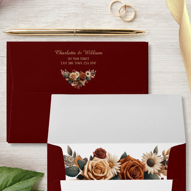 Enveloppe Papier floral rustique Adresse de retour Imprimée  (Créateur téléchargé)