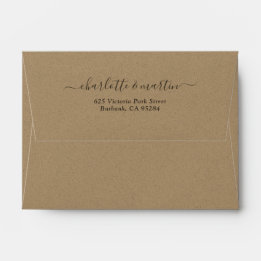 Enveloppe Papier Kraft Adresse de Retour Écriture Mariage 4x