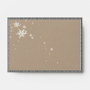 Enveloppe Papier Kraft noir blanc plaqué Flèche de neige 4x6