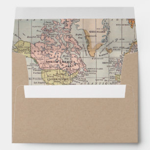 Enveloppe papier Kraft Worldmap à l'intérieur