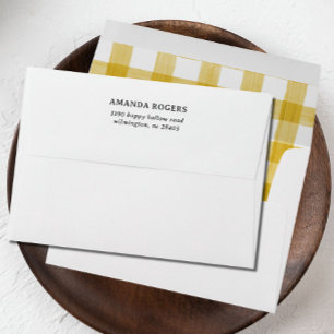 Enveloppe Papier peint à carreaux de buffle aquarelle jaune 