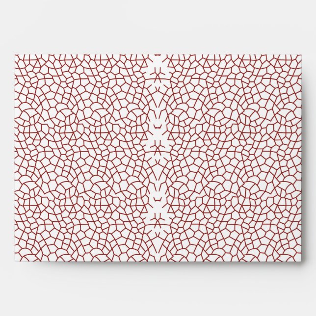 Enveloppe papier peint rouge et blanc avec un motif (Devant)