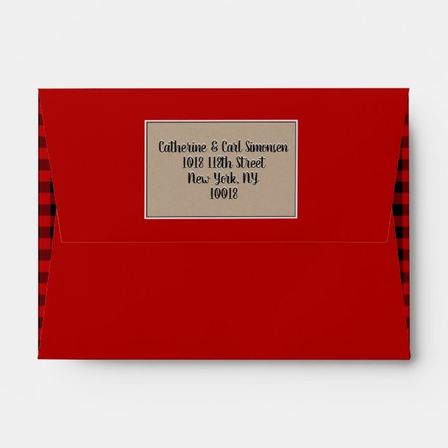 Enveloppe Papier rouge Noël Kraft et carton Buffalo 4x6 (Dos (Haut rabat))