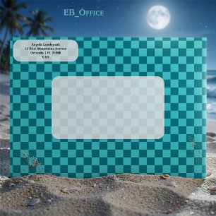 Enveloppe Papier timbré à carreaux bleu océan Adresse de re