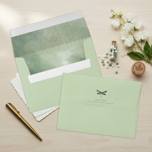 Enveloppe Papillon aquarelle vert sauge clair ID1310