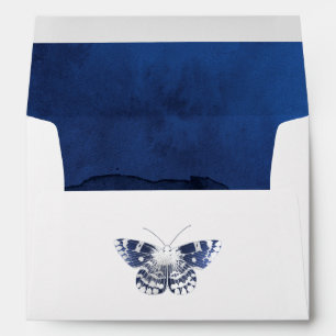 Enveloppe Papillon Bleu Marine et Argent