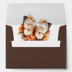 Enveloppe Papillon de belles couleurs riches brunes d'automn