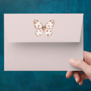 Enveloppe Papillon des Coeurs roses