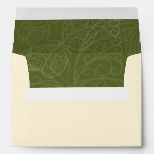 Enveloppe Papillon Filigrane en Vert Olive