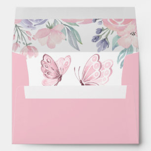 Enveloppe Papillon floral rose pourpre