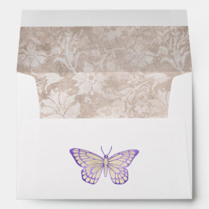 Enveloppe Papillon pourpre et ivoire