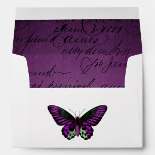Enveloppe Papillon pourpre et vert