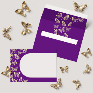 Enveloppe Papillon pourpre or Quinceañera 15e anniversaire