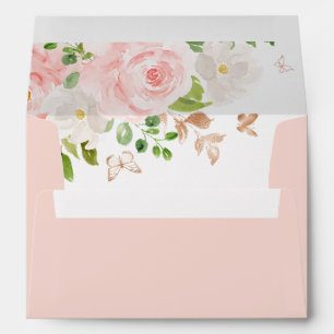 Enveloppe Papillon rose pâle à fleurs élégant