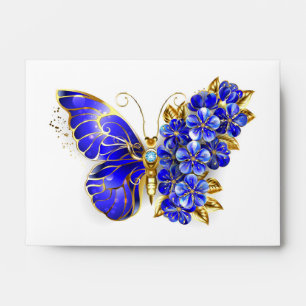 Enveloppe Papillon saphir à fleurs