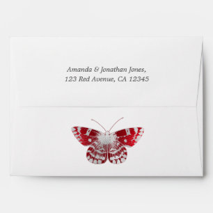 Enveloppe Papillon Vintage rouge et argent