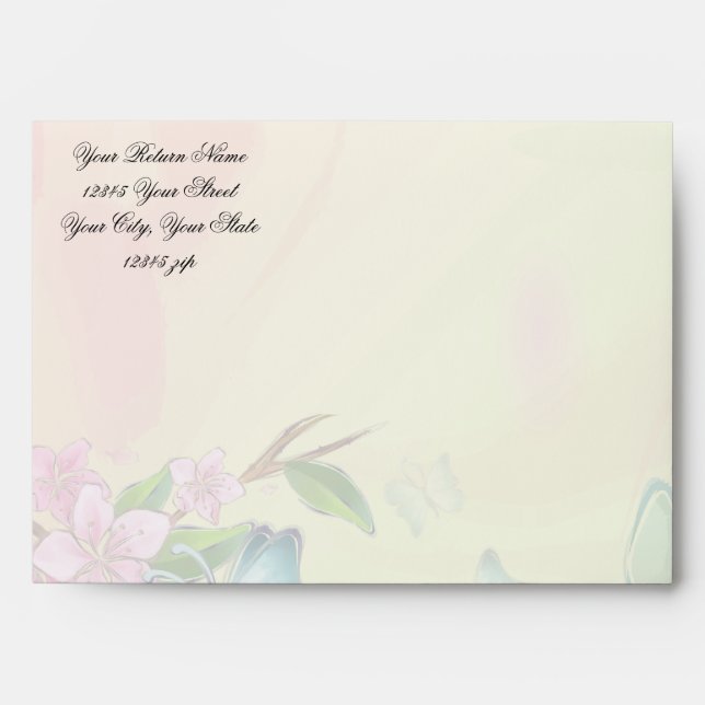 Enveloppe Papillons aux fleurs de cerisier d'aquarelle (Devant)