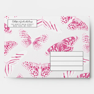 Enveloppe Papillons blancs rose Fille Motif d'aquarelle