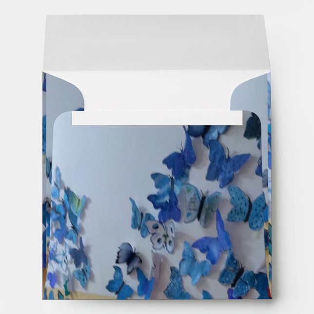Enveloppe papillons bleus mariages (Dos (Bas))