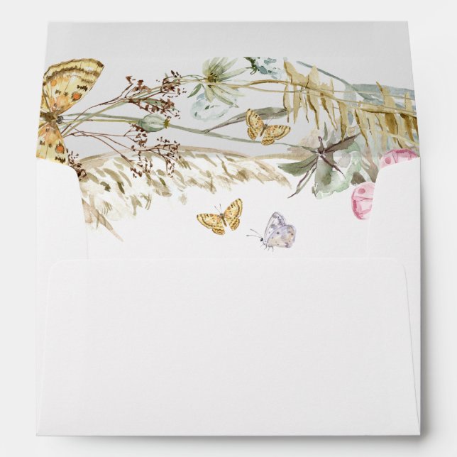 Enveloppe Papillons Boho liés avec l'adresse de retour (Dos (Bas))