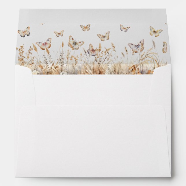 Enveloppe Papillons de prairie aquarelle (Dos (Bas))