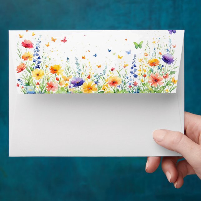 Enveloppe Papillons du jardin fleuri du printemps (Hand)