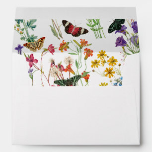 Enveloppe Papillons Fleur sauvage Aquarelle Florale 5x7