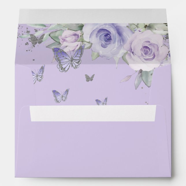 Enveloppe Papillons floraux pourpres Quinceañera Anniversair (Dos (Bas))