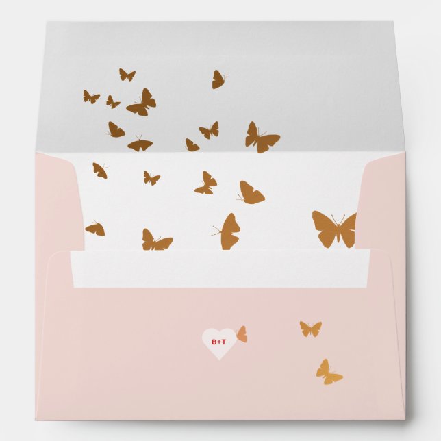 Enveloppe Papillons mariage au gâteau (Dos (Bas))