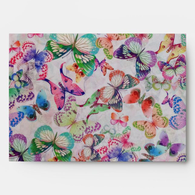 Enveloppe Papillons mignons motif de peinture aquarelle (Devant)