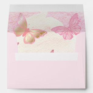 Enveloppe Papillons roses Baby shower fille