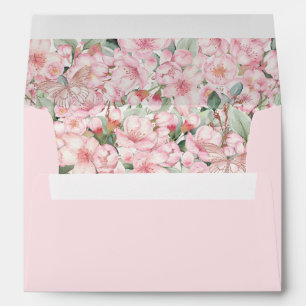 Enveloppe Papillons Roses en fleurs de cerisier Quinceañera