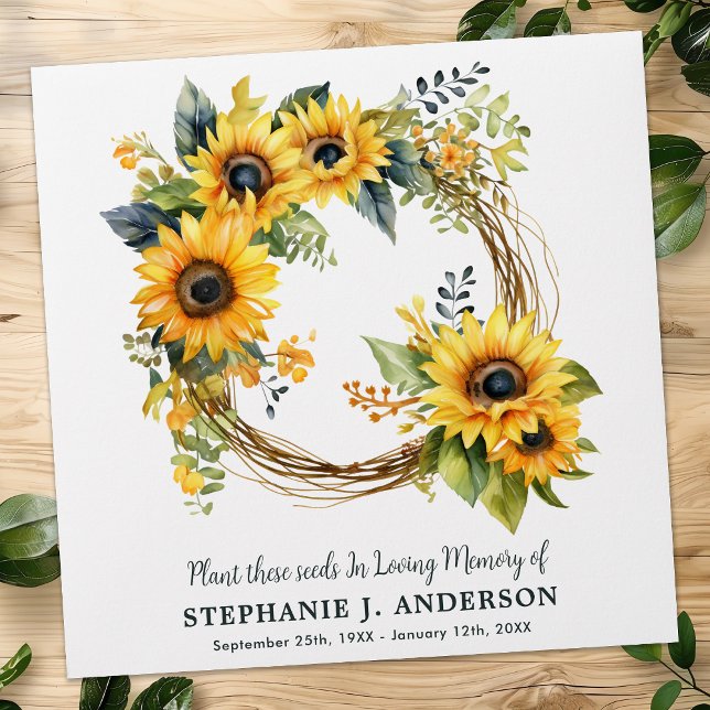 Enveloppe Paquet de graines de tournesol funérailles commémo (Créateur téléchargé)