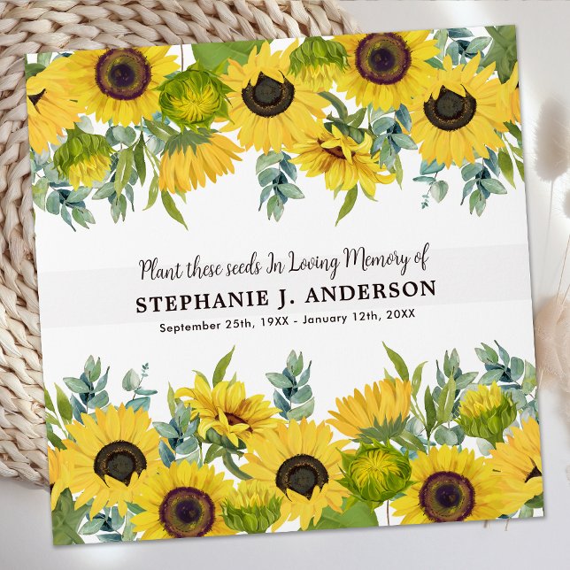 Enveloppe Paquet de graines de tournesol funérailles commémo (Créateur téléchargé)